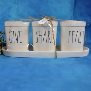 Rae Dunn "GIVE SHARE FEAST" Utensil holders